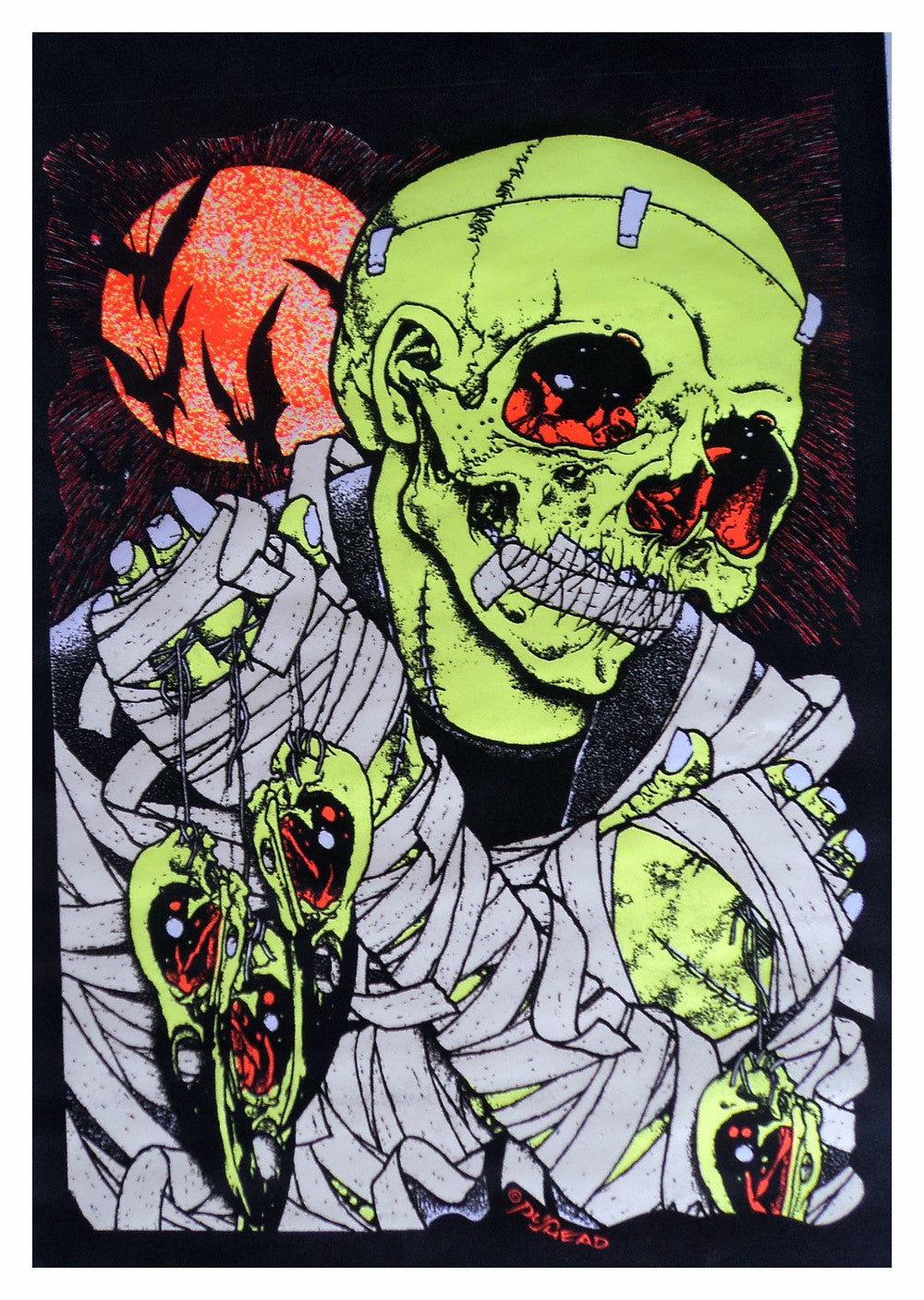 Felt Black Light Poster - 1994 - Pushead Bird Catcher